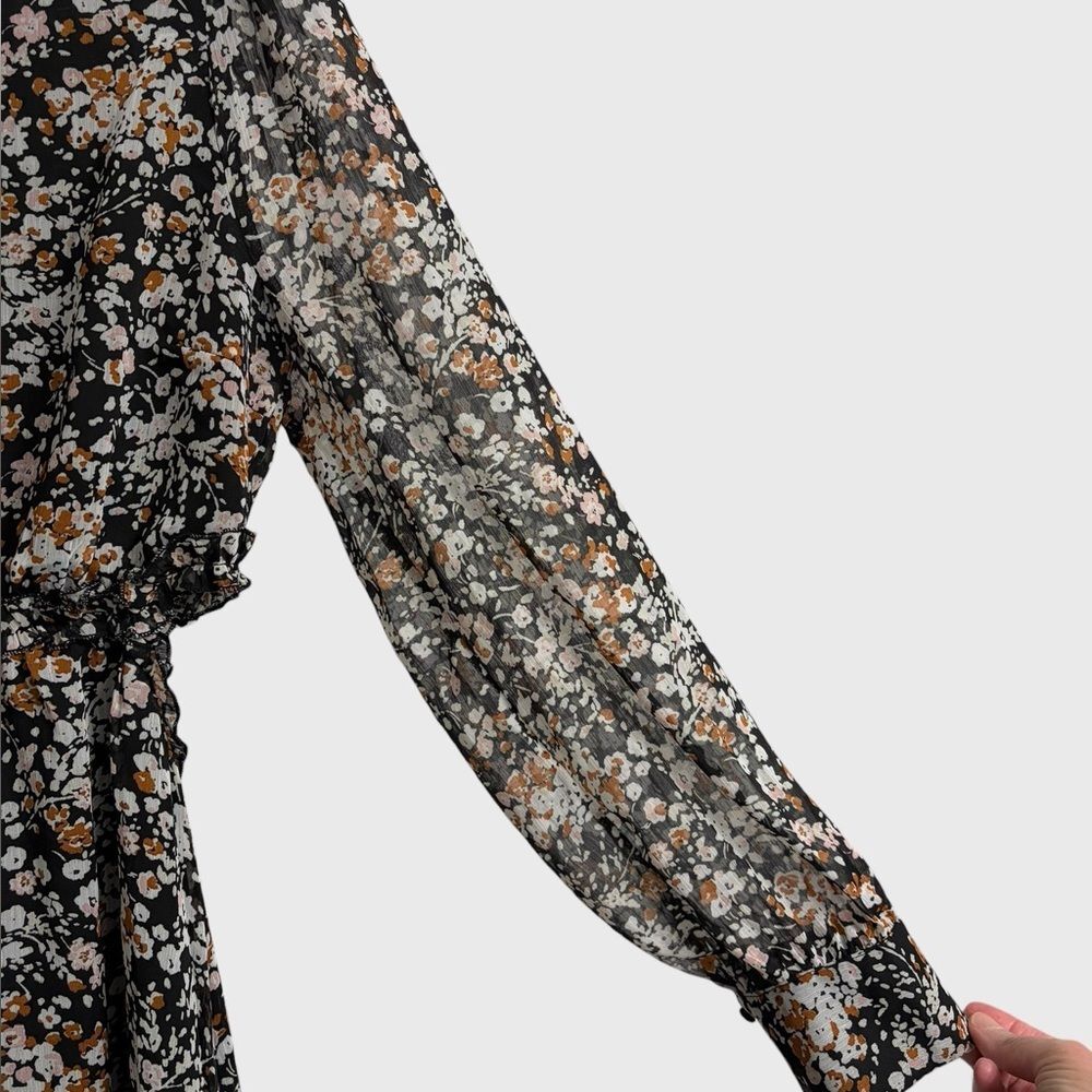 Lulus Autumn Bliss Floral Print Cutout Mini Dress Size L Long Sleeve Evening - Picture 7 of 16